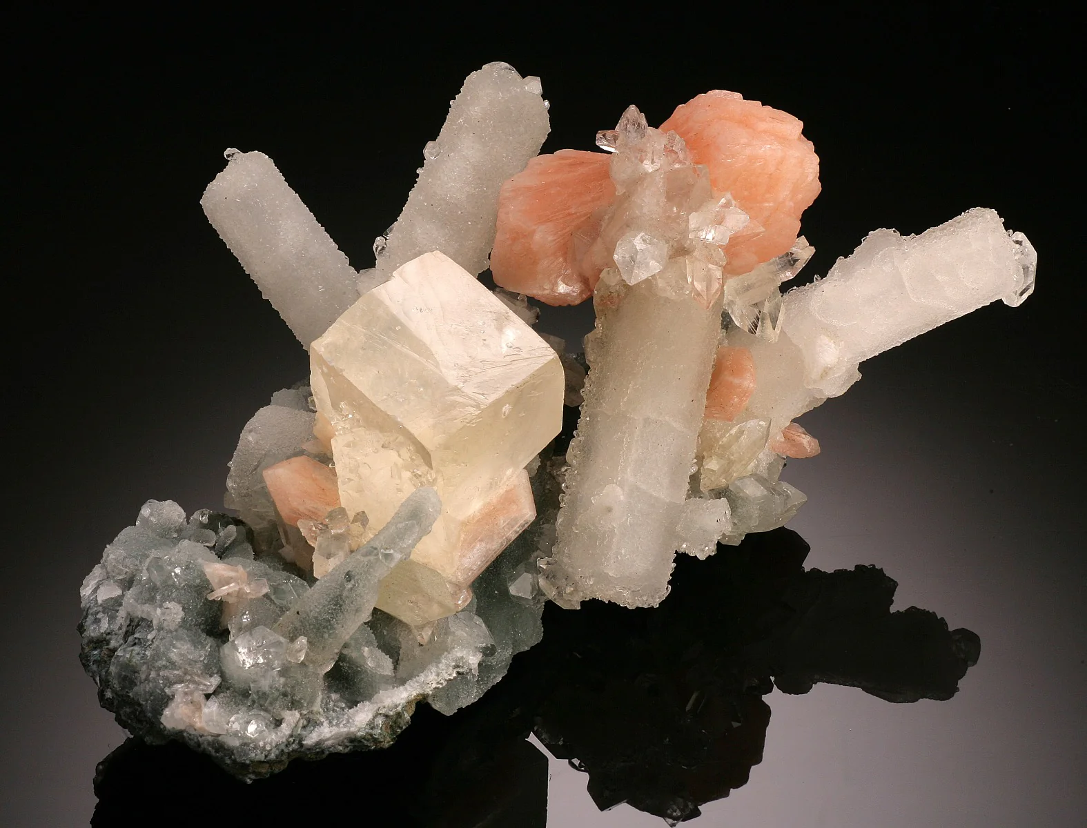 Apophyllite / Stilbite / Calcite (with stand) - Image 7