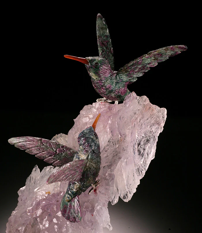 Two Hummingbirds Crystal Carving - Image 3